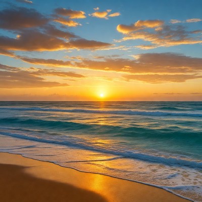 Sunset over ocean beach