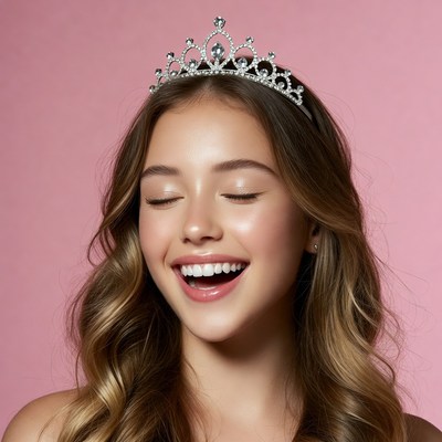 Girl smiling with sparkling tiara