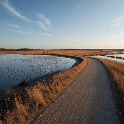 Curved Dirt Path by Duck Pond