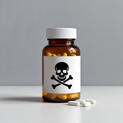 Poison bottle with skull symbol