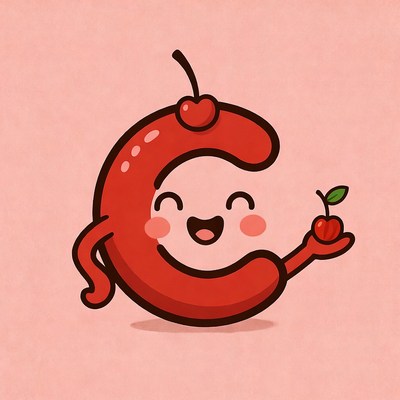 Cute Cherry Letter C Illustration