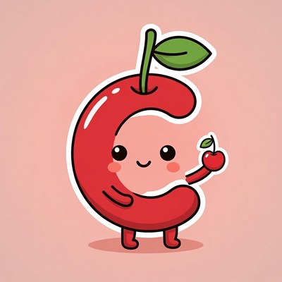 Cute Apple C Character Illustration