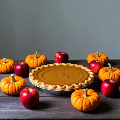 Pumpkin Pie with Pumpkins and Apples