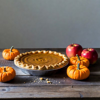 Pumpkin Pie with Pumpkins and Apples