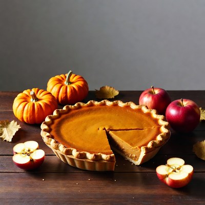 Pumpkin Pie with Apples and Pumpkins