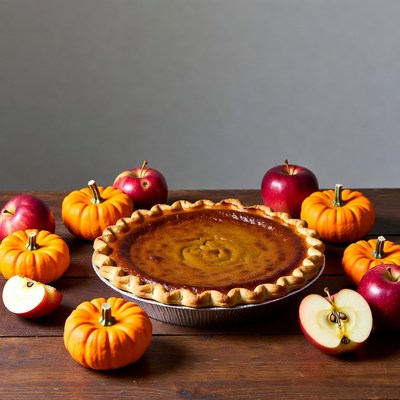 Pumpkin Pie with Apples and Pumpkins