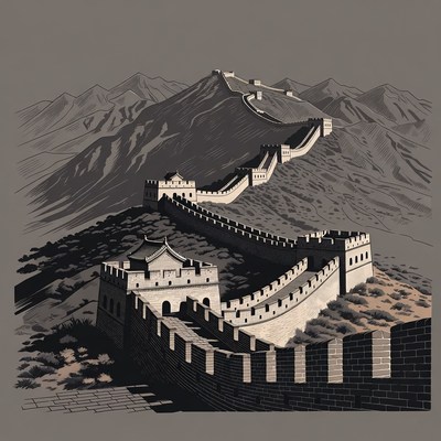 Great Wall of China on Mountains