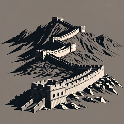 Great Wall of China on Mountains