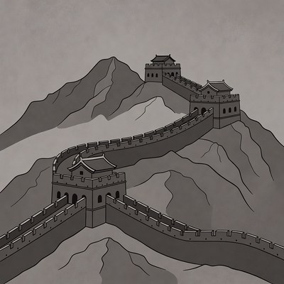 Great Wall of China on Mountains