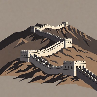 Great Wall of China on Mountains