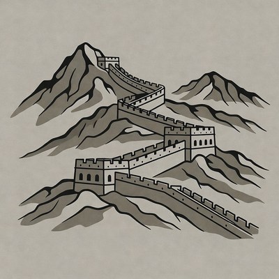 Great Wall of China on Mountains