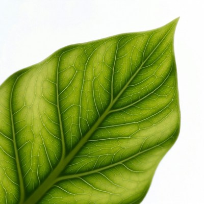 Green Leaf on White Background