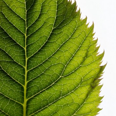 Green serrated leaf close-up