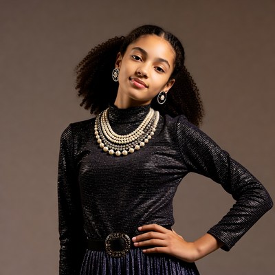 African-American girl in pearl necklace