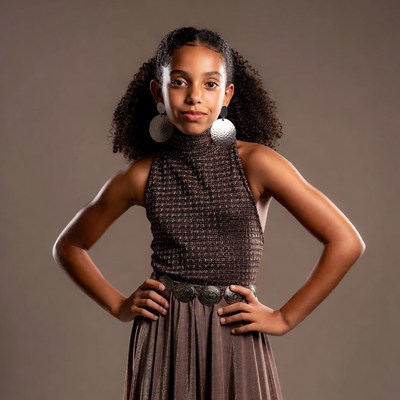 African-American girl in metallic dress