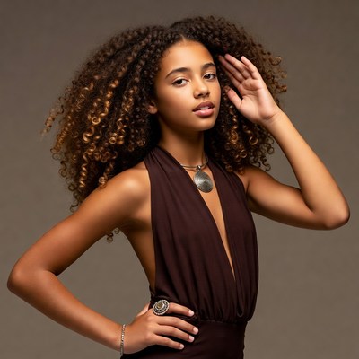 Young African-American woman with curly hair
