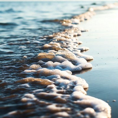 Ocean Waves with White Foam