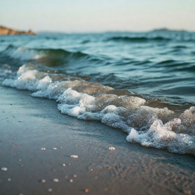 Ocean Waves Crashing on Sandy Beach