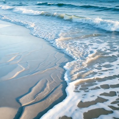 Ocean Waves Crashing on Sandy Beach