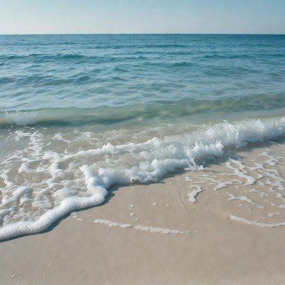 Ocean waves crashing on sandy beach