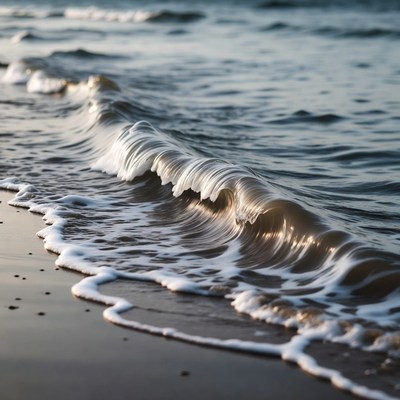 Ocean Waves Crashing on Beach
