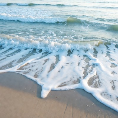 Ocean Waves Crashing on Sandy Beach