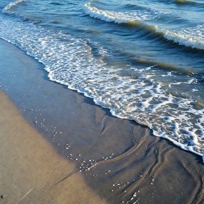 Ocean Waves Crashing on Sandy Beach