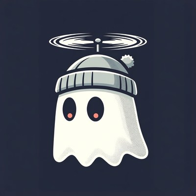 Cartoon Ghost Wearing Beanie Hat