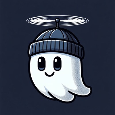 Cute Ghost Wearing Beanie Hat