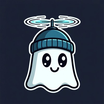 Cute Ghost with Propeller Hat