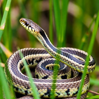 Garter Snake in Tall Grass