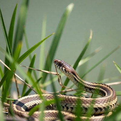 Garter Snake in Green Grass