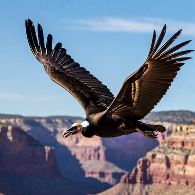 Andean Condor Flying over Canyon