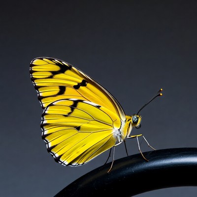 Yellow Butterfly on Black Rod