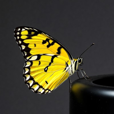 Yellow Butterfly on Black Surface