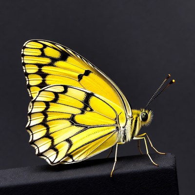 Yellow Butterfly on Black Surface