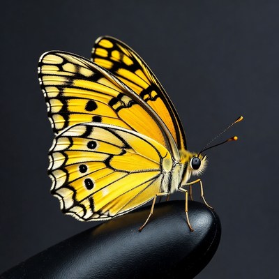 Yellow Butterfly on Finger