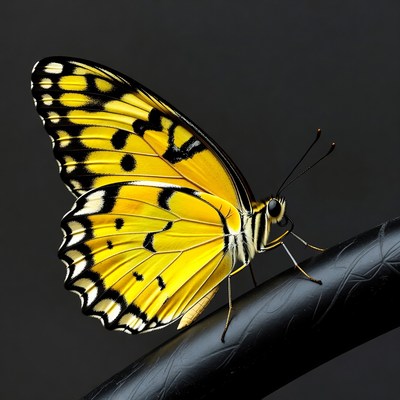 Yellow Butterfly on Black Hose