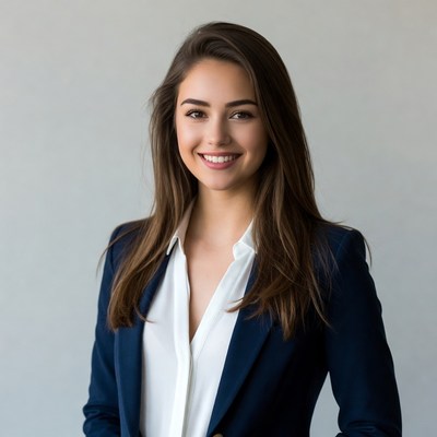 Smiling woman in navy blazer
