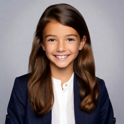 Smiling girl in navy blazer