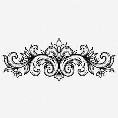 Ornate Black Floral Border Illustration