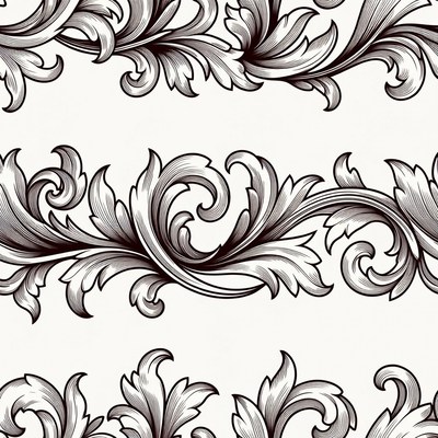 Vintage Ornate Floral Border Illustration