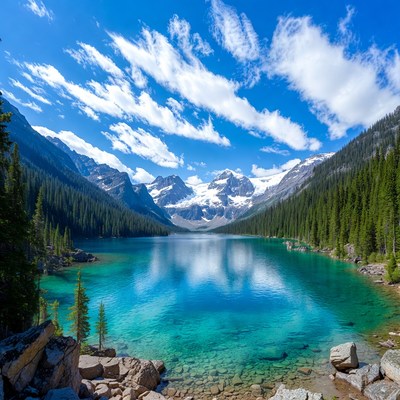 Moraine Lake turquoise water mountains