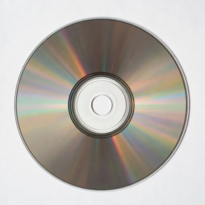 Shiny CD Disc on White Background