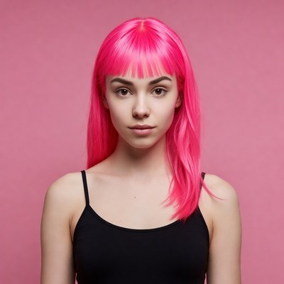 Woman with pink hair