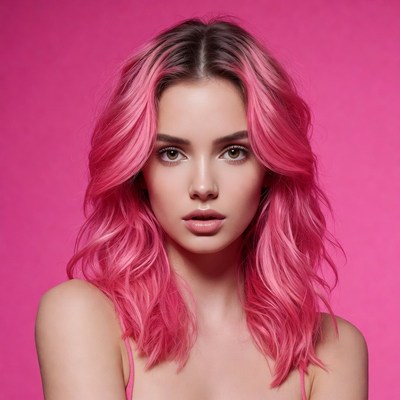 Woman with pink hair