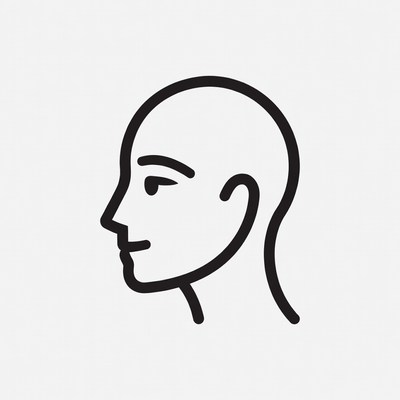 Profile view of bald head icon