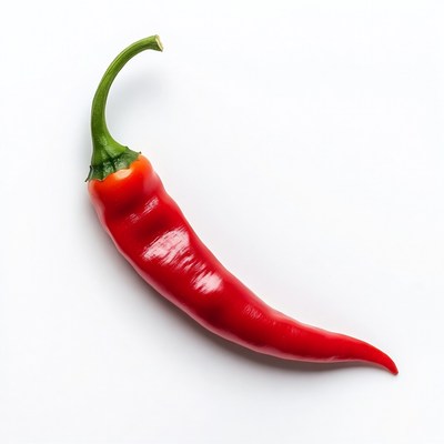 Red Chili Pepper on White Background