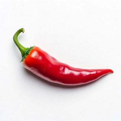 Red Chili Pepper on White Background