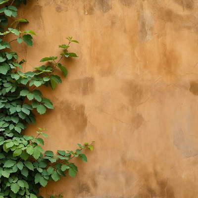 Ivy Climbing Textured Orange Wall
